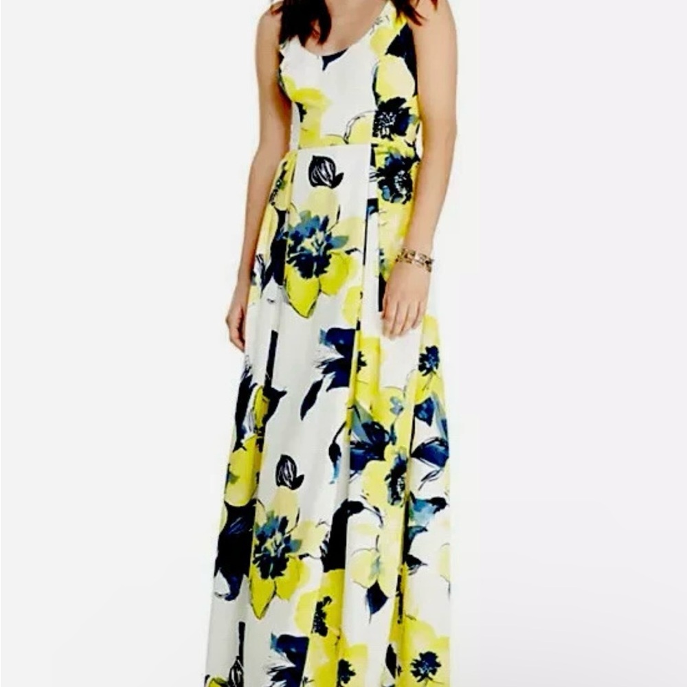 Ralph Lauren Floral Maxi Gown in Yellow and Blue with pockets